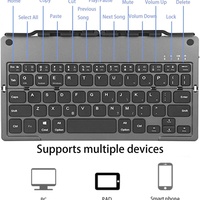 Mini teclado inalámbrico BT plegable para tableta, material plástico, diseño ultrafino y portátil, teclado para computadora portátil y tableta
