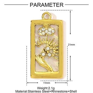 El Yapımı <span class=keywords><strong>Tarot</strong></span> Kabuk Yıldız Ay Şekilli Kolye Ucu Paslanmaz Çelik Güneş Tacı Kolye Ucu Aksesuarları Moda Takı - Product Image 5