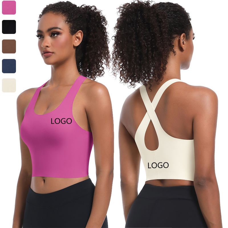 XW-7079 Custom Yoga Activewear Sleeveless Round Neck Gym Cross Back Fitness Sports Corset Tops for Women