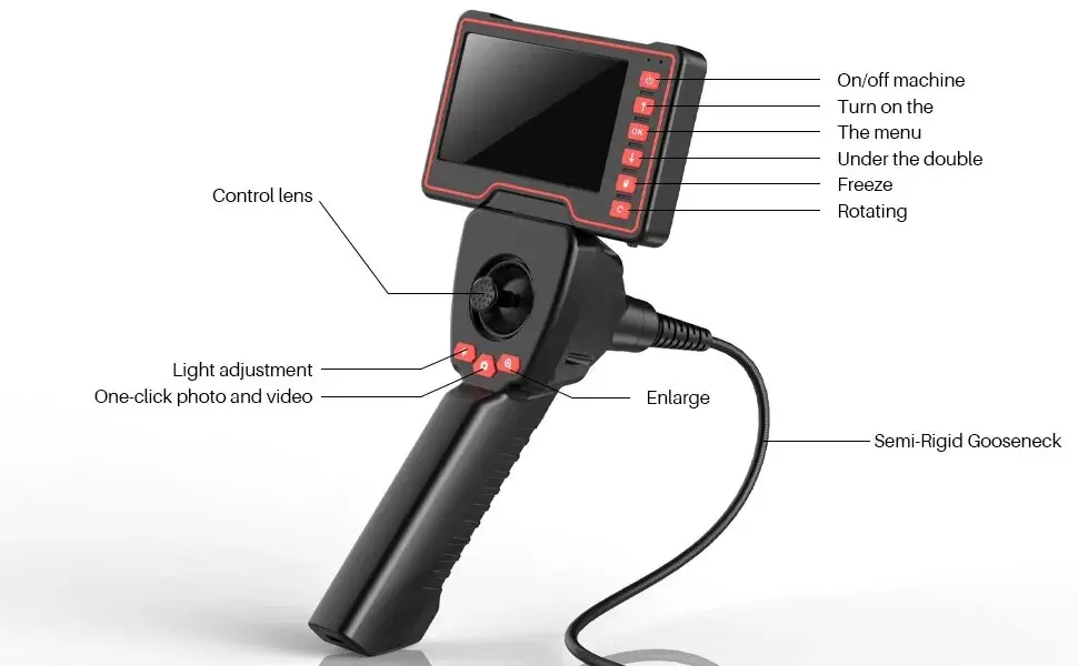 720 Graden 4way 3.9Mm 6.0Mm Stuurinrichting Industriële Endoscoop Articuleren Borescope Met 5.0 "Scherm Voor Auto Riool Inspectie