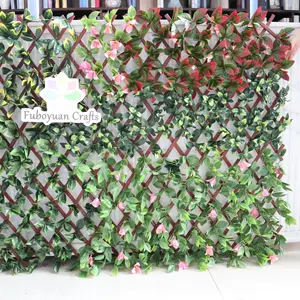 F83 Großhandel Kunststoff Grüne Pflanzen Wand Künstliches Blatt Erweiterbare Gitter Laub Zaun Wände für Garten Balkon Hinterhof Dekor