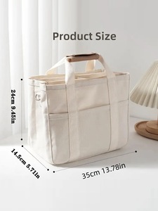 Bolso Tote de Lona para Mujer FIORETTO, con Cierre, Estampado a Rayas, Múltiples Compartimentos, Base Reforzada, Tamaño Grande, para el Trabajo, la Biblia o <span class=keywords><strong>Viajes</strong></span> - Product Image 6