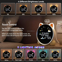 Reloj Despertador LED Digital con Cambio de Color, Entrenador de Sueño para Niños, Luz Nocturna Recargable para Dormitorio, Sala de Estar, Oficina y Exteriores