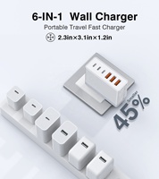 Chargeur multifonctionnel HNT au prix d'usine, GaN 100W, 6 ports, portable, PD20W, QC18W, charge rapide de voyage, type C, pour iPhone