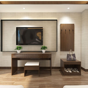Meuble TV long pour chambre d'hôtel, chambre standard, chambre d'hôtes et maison d'hôtes, avec rangement pour bagages, ensemble complet pour chambre, sélectionné pour hôtels et gîtes. - Product Image 1