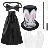 Cape d'Halloween, chapeau, nœud papillon, baguette magique, accessoires de costume de jeu de rôle, accessoires de performance, cape magique