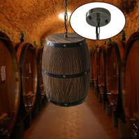 Lampe suspendue ronde artisanale en chêne massif, style antique et vintage, design porte-bouteille de vin rouge classique, décoration de fête
