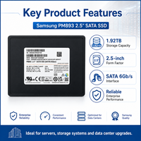 Untuk Samsung PM893 MZ7L31T9HBLT-00A07 1.92TB Enterprise SATA SSD 2.5" SATA 6Gb/s V-NAND TLC 550MB/s Server Solid State Drive