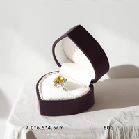 Caja de Anillo de Compromiso de Cuero de Lujo de Alta Gama, Caja de Almacenamiento con Forma de Corazón, Caja de Joyería de Cuero PU
