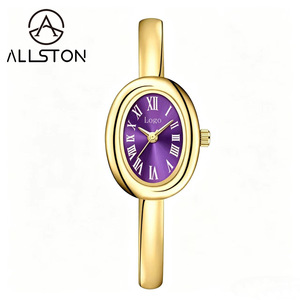 Montre pour femme élégante et tendance, étanche, avec cadran ovale de petite taille, chiffres romains, boîtier en alliage doré, faible MOQ - Product Image 1