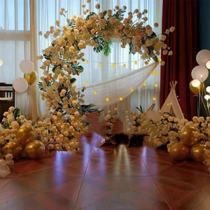Arche de fleurs artificielles en soie en gros, arche de fleurs demi-lune rose, décoration de mariage avec fleurs fraîches - Product Image 1