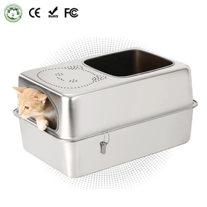 Caixa de Areia para Gatos Criativa, Ecológica, Durável, em Aço Inoxidável, com Alta Proteção contra Respingos, Semi-Fechada - Product Image 1