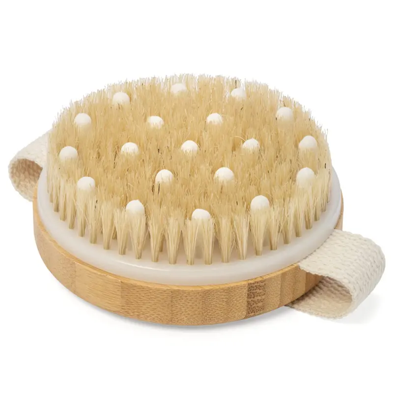 2023 Solid Wood Frame Boar Hair Exfoliating Brush Dry Body Brush for Beautiful Skin to Exfoliate Soften Skin Improve Circulation