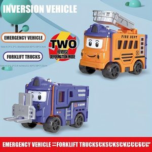 QY Baby Pull Back Friction Reversing Deformation Sliding Morphing Car <b>Toy</b> Anti-Crash 2-in-1 Plastic <b>Educational</b> <b>Toy</b> - Product Image 4