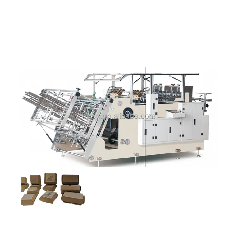 ZH-800ZF ZHENHUA Gold Supplier Automatic Lunch Box Manufacturing Carton Erecting Box Making Machine
