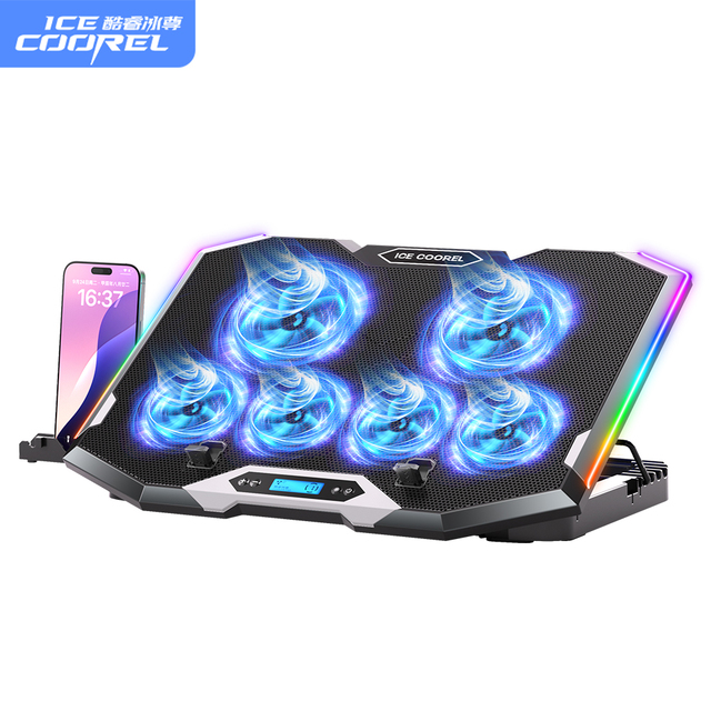 Hot RGB Ergonomic Notebook Stand Laptop Cooling Pad With Six Fans Air Cooler Fan Dual USB Hubs for Gamer