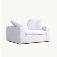 Fauteuil moderne de luxe en tissu blanc, siège confortable comme un nuage, fauteuil carré minimaliste rembourré pour la décoration de salon