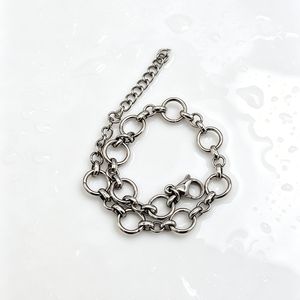 yunnique Unisex Stainless Steel Circle Geometric Chain <b>Bracelet</b> <b>Adjustable</b> For Men And Women - Product Image 3
