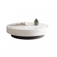 Table basse ovale de style crème moderne haut de gamme du groupe Yushi, petite configuration, marbre poli pour utilisation hôtelière