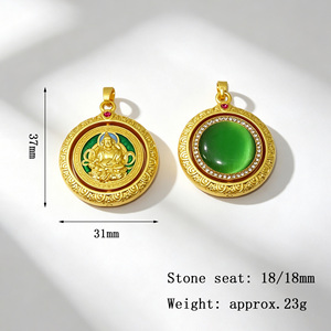 Ciondoli Rotondi Girevoli Vintage Cinesi con Strass e Smalto, Talismano <span class=keywords><strong>Portafortuna</strong></span> per Creazione Collane Fai da Te, Vendita all'Ingrosso - Product Image 5