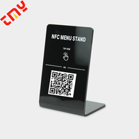 Table de restaurant personnalisée en acrylique à code QR pour médias sociaux avec menu NFC pour usage public