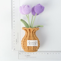 Fleur artificielle en crochet faite à la main, orchidée papillon, tulipe, rose, marguerite, plante en pot, fleur éternelle, décoration, cadeau