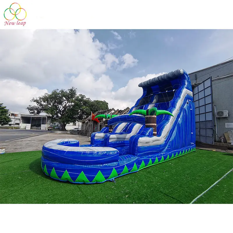 party event wet inflatable wave water slide with water splash pool
