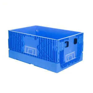 Open Mold Low Price Modern Blue Plastic Folding Plastic Moving Boxes Crate Food Storage Box Saving Space