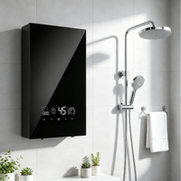 Chauffe-eau électrique en acier inoxydable avec élément chauffant en verre trempé, affichage LED intelligent à commande tactile, 8500W-12000W, 110V/220V, IPX4, CE
