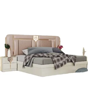 Wholesale MDF Bed 1.5m1.8m Adult Double Bed Master Bedroom Set Furniture Marriage Bed Log Furniture