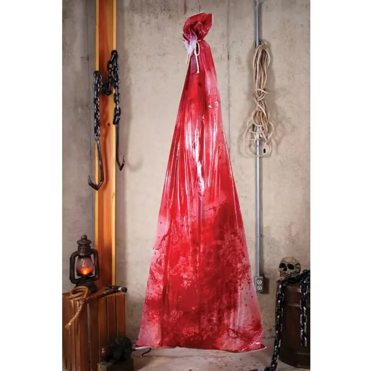 A red blood bag with an inflatable figure inside  the scary shape can create a better decoration effect for Halloween