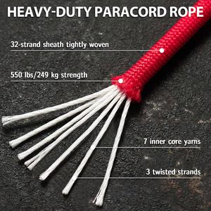 Corde en paracorde 4 mm, <span class=keywords><strong>7</strong></span> brins, nylon, équipement tactique de survie - Longueur personnalisable (50 pieds vert) - Utilisation universelle toutes saisons, camping - Product Image 2
