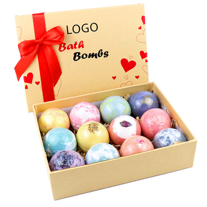 Bombas de Baño Veganas Naturales y Orgánicas de Lujo de Marca Privada, 12 Unidades de Colores, con Sorpresa Divertida para un Baño de Burbujas - Product Image 1