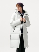Veste d'hiver longue coupe-vent en duvet avec logo personnalisé, fermeture éclair, veste longue d'hiver pour homme