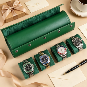 Étui de rangement portable pour 4 montres avec bouton-pression, boîte de présentation de montres de voyage pour homme, cadeau idéal - Product Image 5