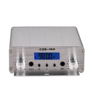 جهاز إرسال راديو FM طراز CZE-15A بقوة 2 واط/15 واط، تردد 87-108 ميجاهرتز، مع شاشة LCD ونظام PLL، لون فضي - Product Image 1