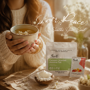 Aurorabloom Té de Coco y Jazmín 114g, 12 Bolsitas, Té de Aguja de Plata Cola de Fénix Sin Cafeína, Té Saludable para el Brillo de la Piel y Apoyo a la Vitalidad - Product Image 1