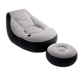 Sofá Inflable Individual de PVC con Flocado 125*105*100 CM, Otomana 62*62*31 CM, Sillón Inflable Ultra Lounge con Bomba de Pie - Product Image 1