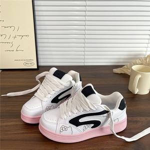 Zapatillas Deportivas Modernas para Niñas, Primavera/Otoño 2026, Nuevo Estilo, Blancas, Versátiles, de Cuero Sintético, Antideslizantes, con Cordones Delanteros, Suela Blanda - Product Image 4