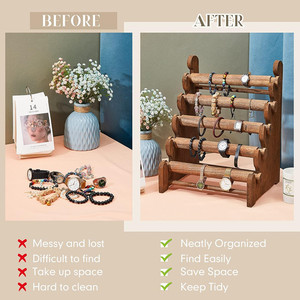 Maison <span class=keywords><strong>Detor</strong></span> rustique 5 niveaux porte-bracelet bracelets montres stockage organisateur en bois bijoux présentoir - Product Image 4