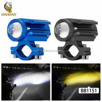 BAOBAO LIGHTING Mini projecteur LED pour moto, en aluminium, 12V, blanc et jaune, double couleur, clignotant, pour vélo