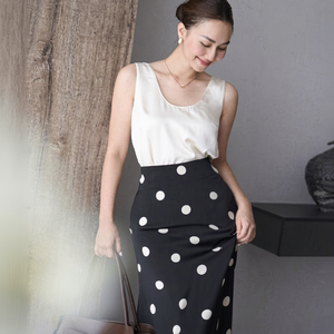 CV629 Jupe sirène en satin à pois taille haute pour femme, marque privée, fournisseur - Product Image 1