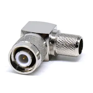 High quality brass nickel-plated Tnc male plug LMR400 right angle elbow 90 degree rf coaxial adaptor connector