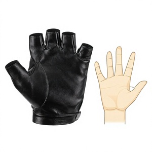Gants de conduite unisexes en cuir véritable à demi-doigts, noirs, compatibles avec les écrans tactiles, respirants, confortables et antidérapants pour la conduite en extérieur - Product Image 2