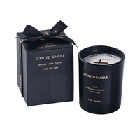 Bougie de luxe à l'aromathérapie en cire de soja 4oz 6oz, pot en verre noir mat, couvercle en bambou, coffret cadeau, mariage, fête des pères, Diwali, maison, fruits