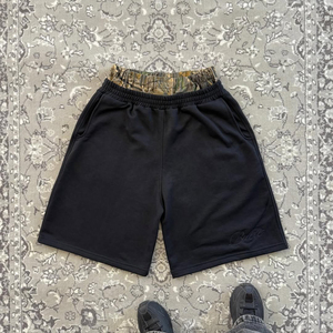 Pantalones cortos de algodón French Terry con doble cintura personalizados OEM, shorts deportivos extragrandes con estampado serigrafiado Real Tree para hombre - Product Image 1