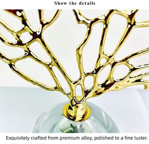 Lusso nuovo <span class=keywords><strong>Design</strong></span> arte moderna cristallo corallo Retro oro decorazioni per la casa artigianato decorativo ornamenti in metallo accessori da tavolo - Product Image 5