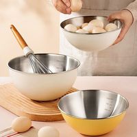 Ensemble de bols à salade en acier inoxydable de 1300 ml, 2100 ml et 2500 ml, design mignon, écologique et durable, pour une utilisation en cuisine
