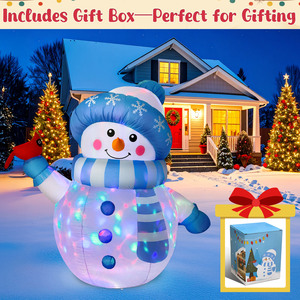 Vente flash : Bonhomme de neige gonflable de Noël de 1,80 m avec longues jambes, éclairage LED, bonhomme de neige gonflable tenant une <span class=keywords><strong>couronne</strong></span> pour jardin extérieur - Product Image 4