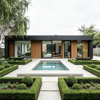 Maison préfabriquée modulaire moderne, structure en acier, villa préfabriquée, grande fenêtre en verre, maison pour usage résidentiel